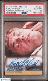 2014 Star Trek TOS Portfolio Prints Autograph Budd Albright Limited Auto PSA 10